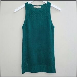 LOFT Pine Green / Teal knit sleeveless sweater top halter